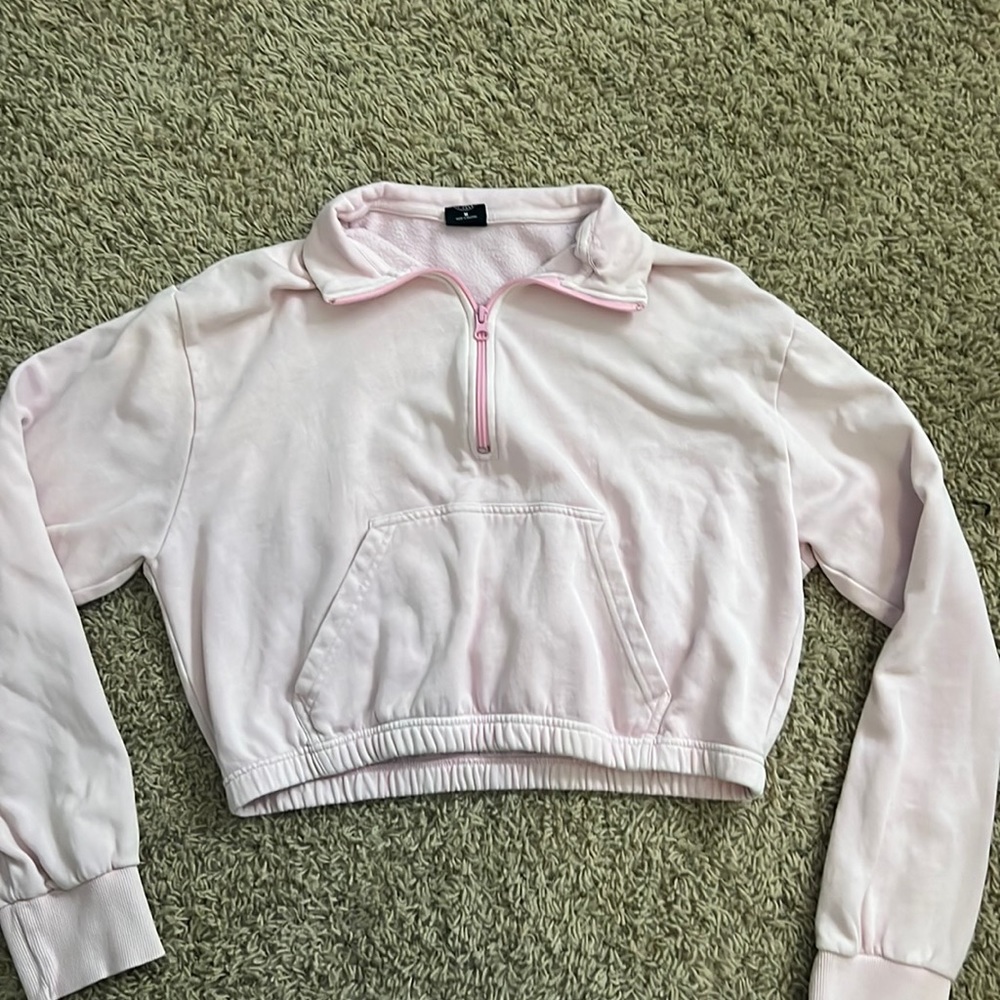 Pink cropped pacsun quarter zipped hoodie